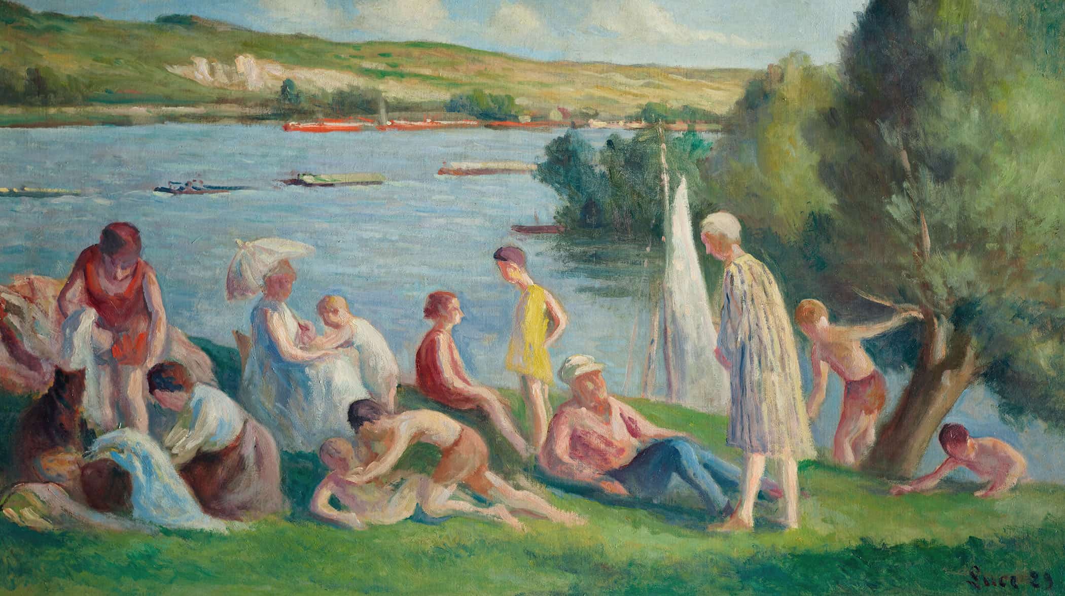 Mericourt Un Dimanche Au Bord De La Seine by Maximilien Luce - Image 2