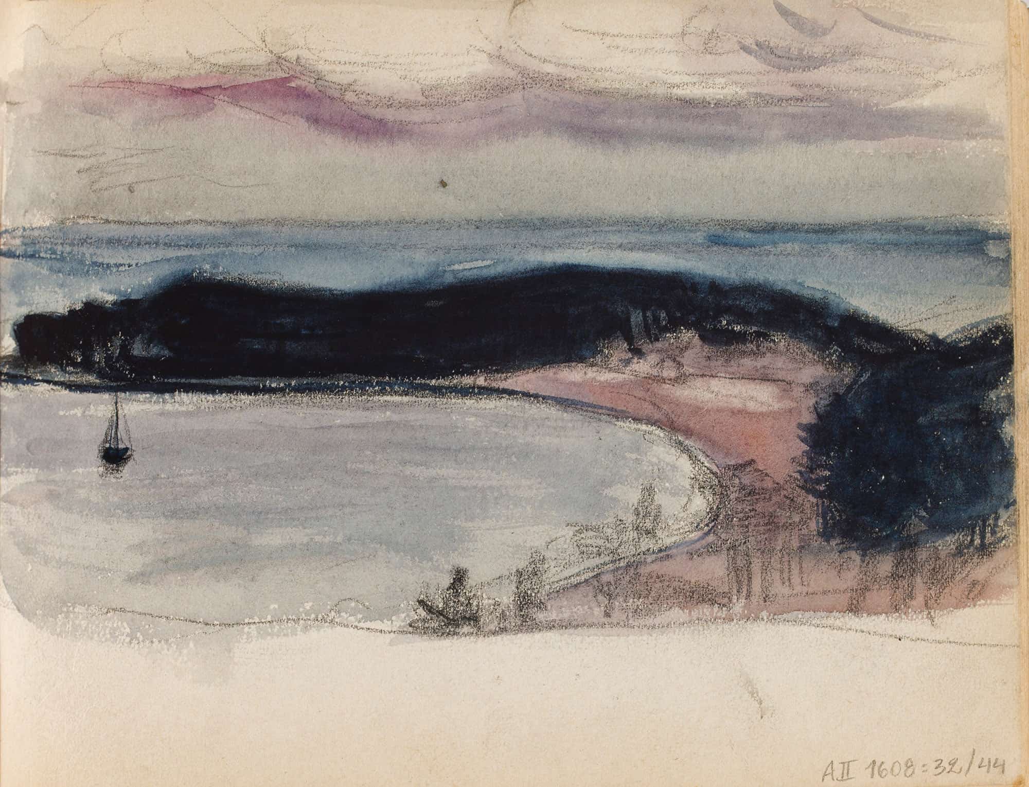 Merimaisema Ja Lahden Puokama Luonnos by Magnus Enckell