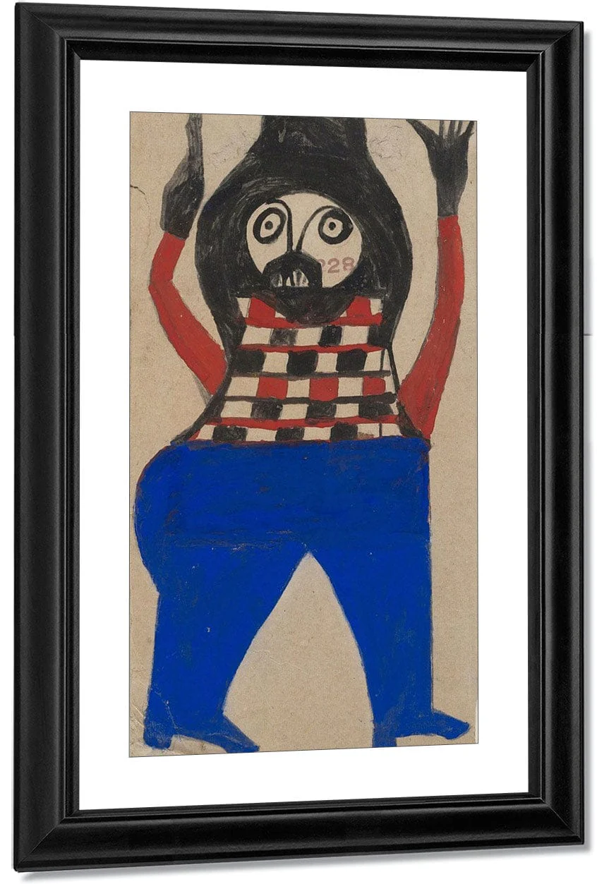 Mexican Man In Checkered Shirt By Bill Traylor - Image 3