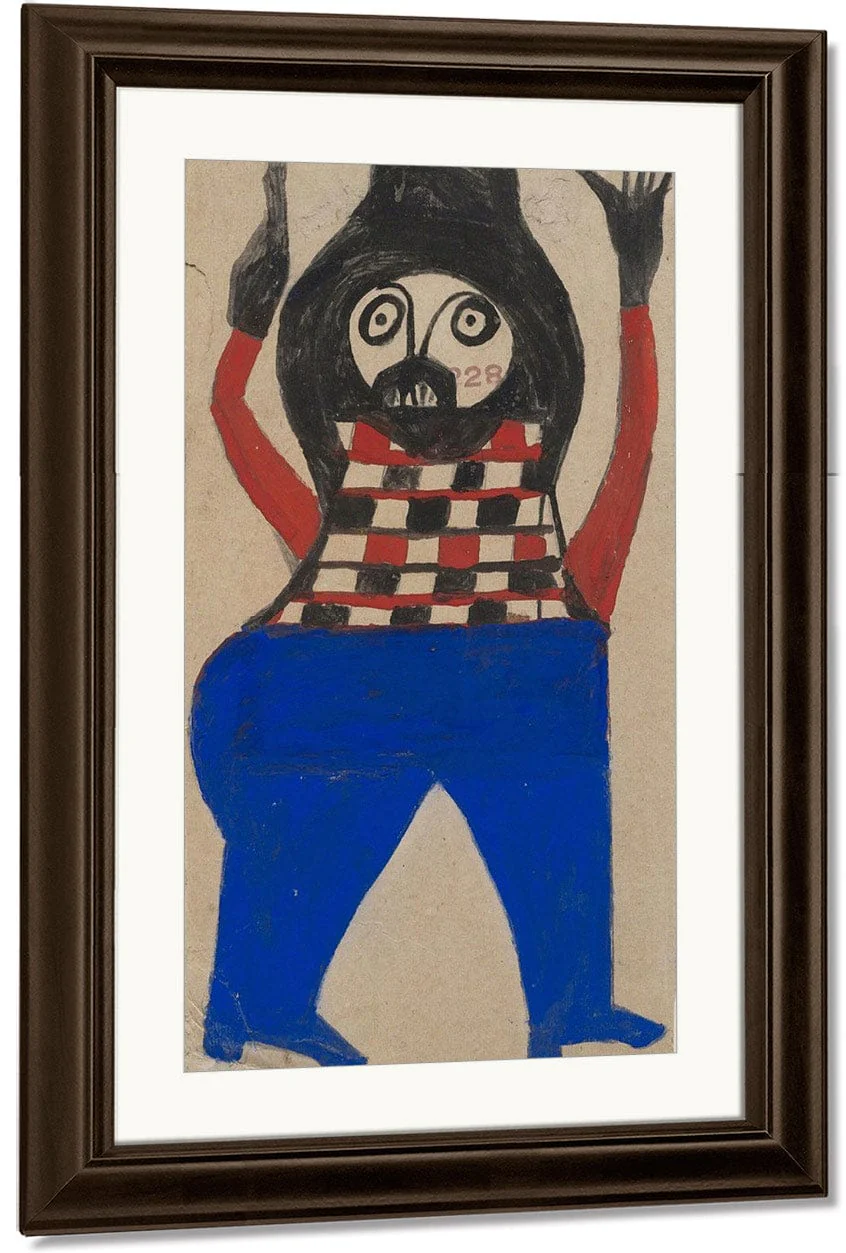Mexican Man In Checkered Shirt By Bill Traylor - Image 4