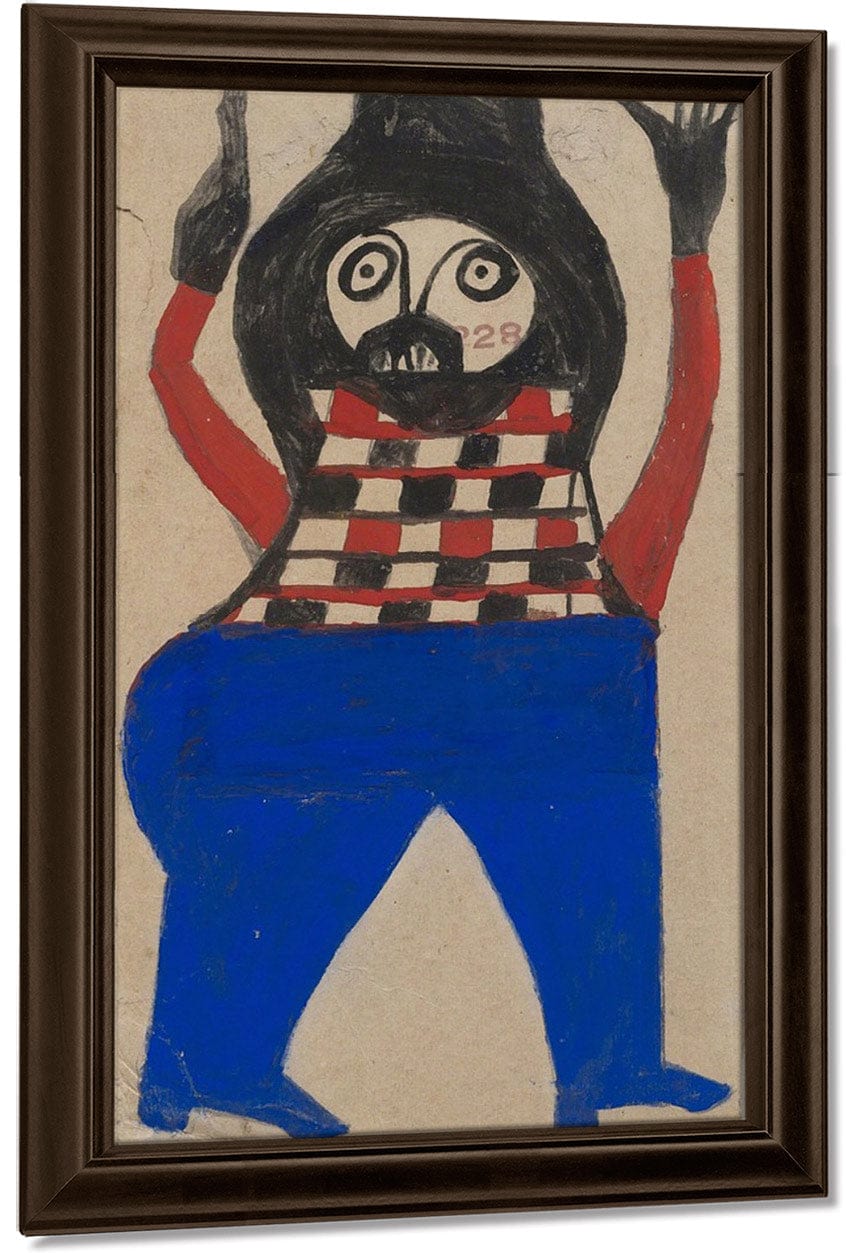 Mexican Man In Checkered Shirt By Bill Traylor - Image 5