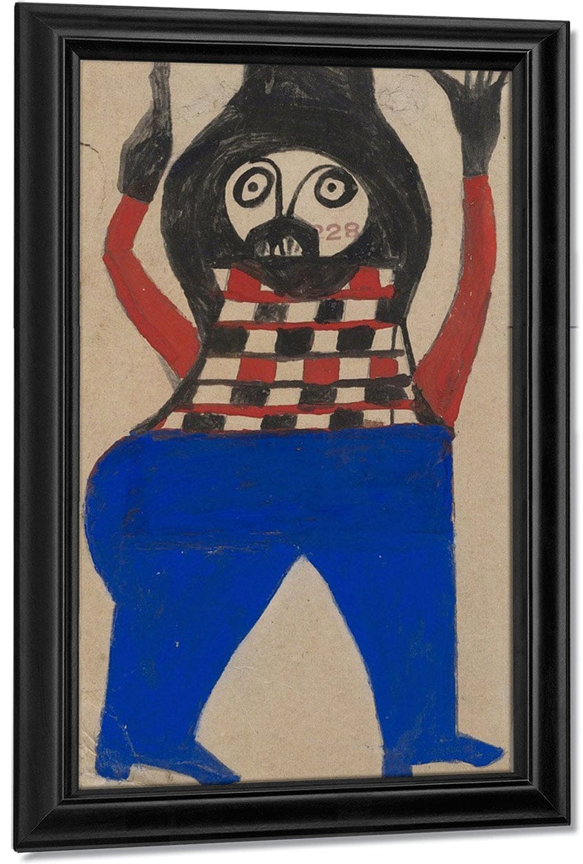 Mexican Man In Checkered Shirt By Bill Traylor - Image 7