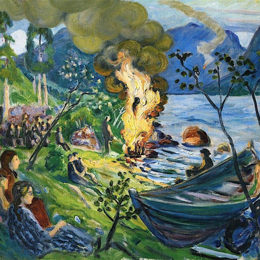 Midsummer Eve Bonfire By Jølstravatnet By Nicolai Astrup - Image 5