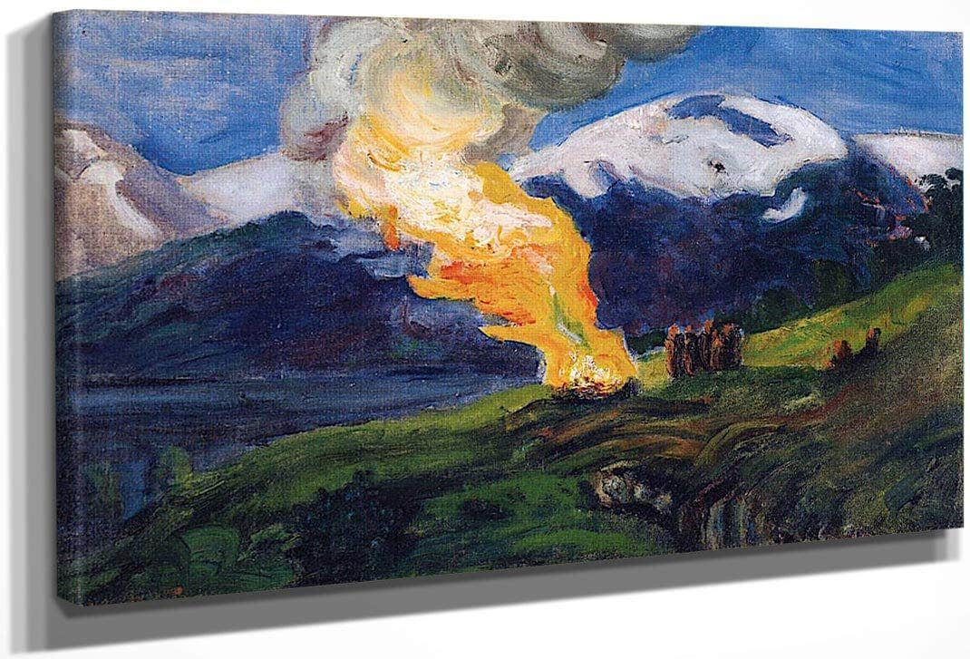 Midsummer Eve Bonfire (Sketch) By Nicolai Astrup
