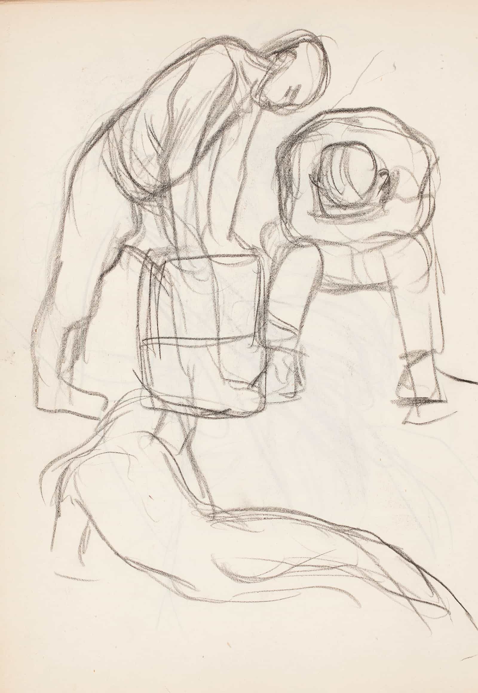 Miehia Eri Asennoissa Luonnos by Magnus Enckell