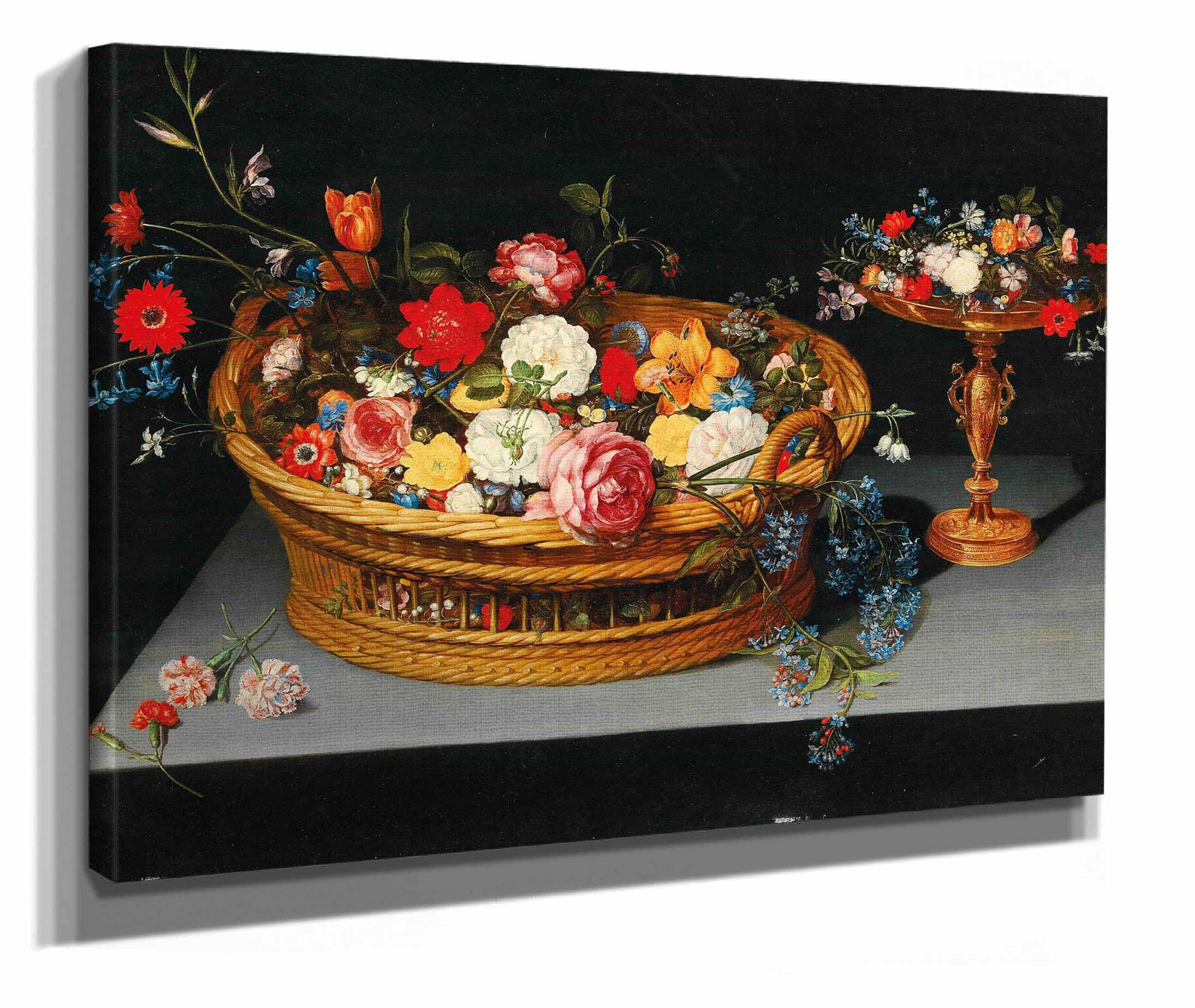 Mixed Flowers In A Basket With A Tazza Nearby by Jan Brueghel The Younger - Image 2