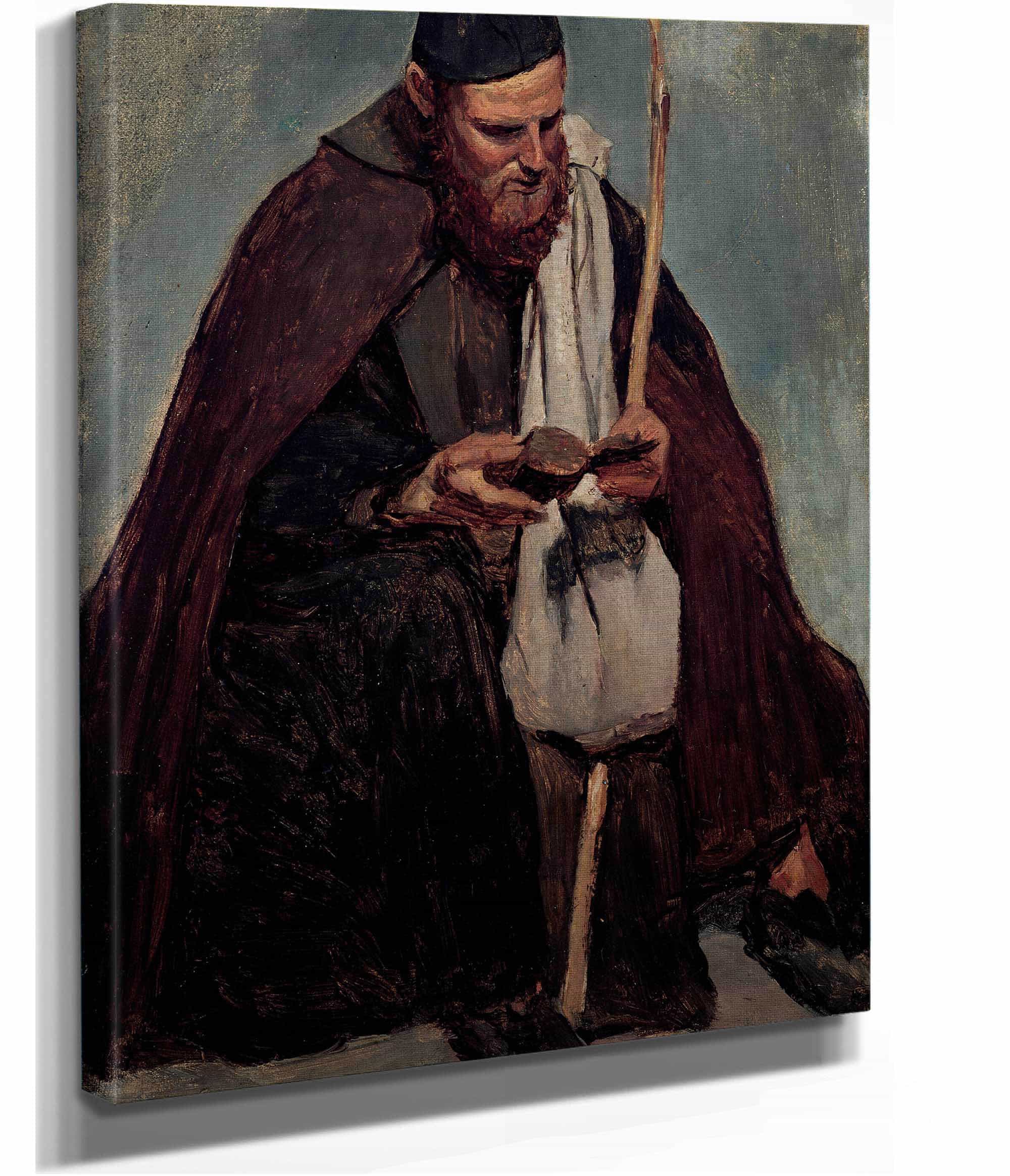 Moine Italien Assis Lisant Seated Italian Monk Reading by Jean Baptiste Camille Corot - Image 2