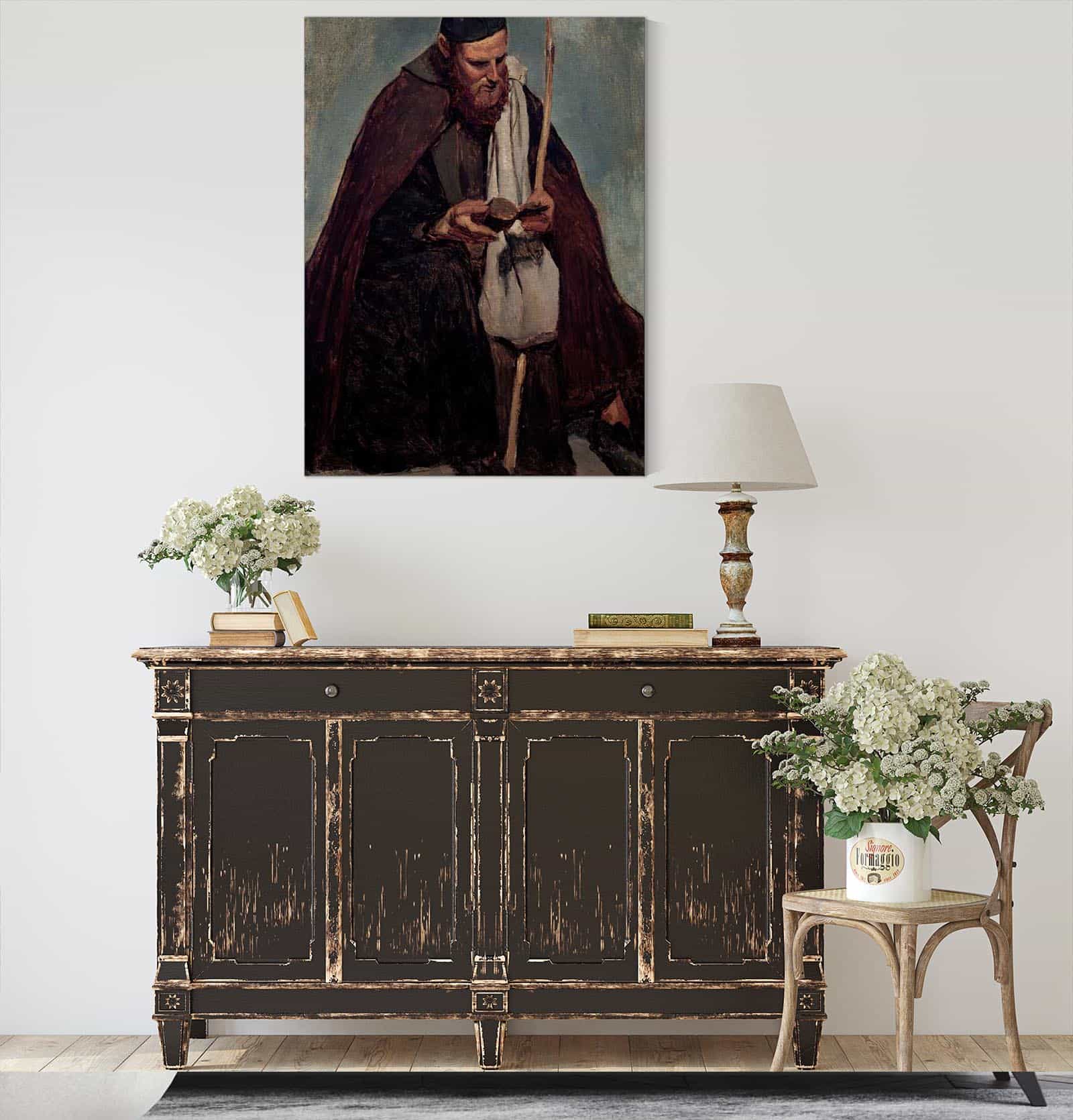 Moine Italien Assis Lisant Seated Italian Monk Reading by Jean Baptiste Camille Corot - Image 4