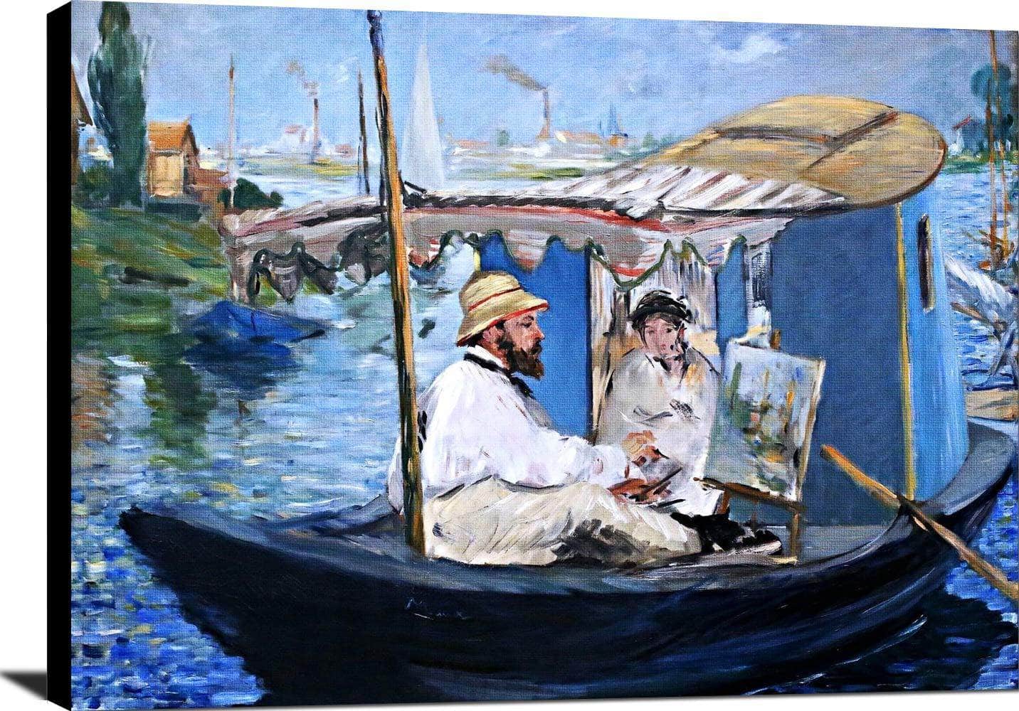 Monet Painting On His Studio Boat Painting Edouard Manet Canvas Art - Image 2