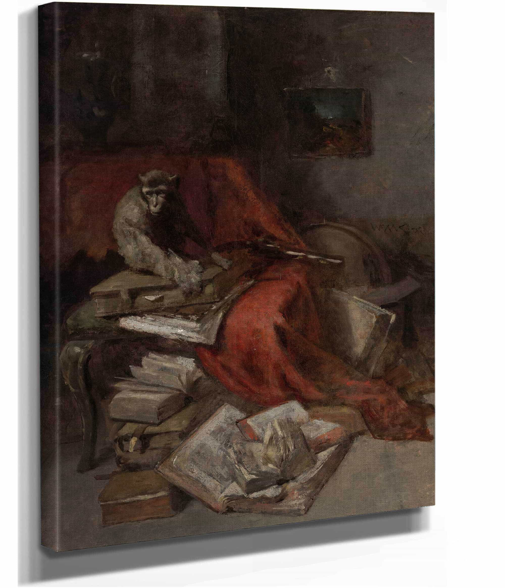 Monkeying With Literature by William Merritt Chase - Image 2