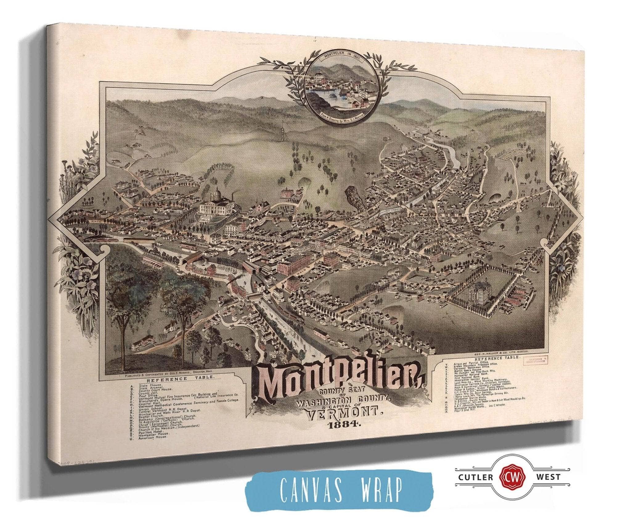 Montpelier County Seat Of Washington County & Capital Of Vermont 1884 State of Washington
