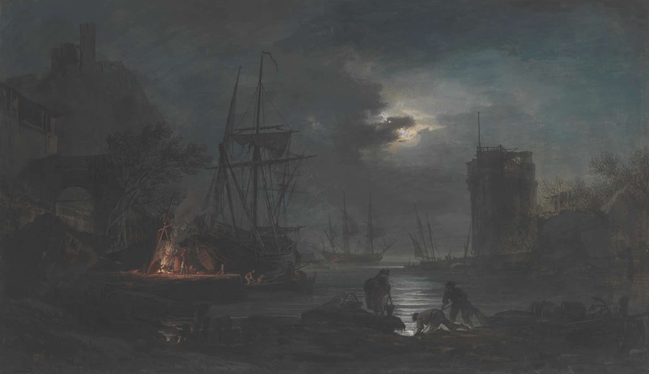Moonlight by Claude Joseph Vernet - Image 2