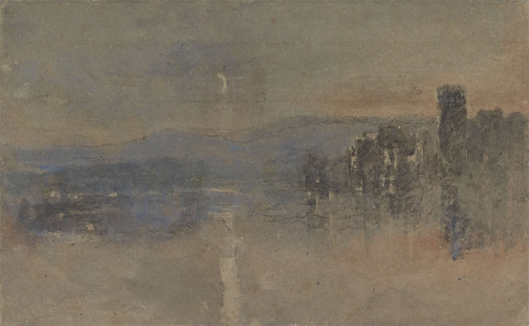 Moonlight Landscape S by David Cox - Image 2