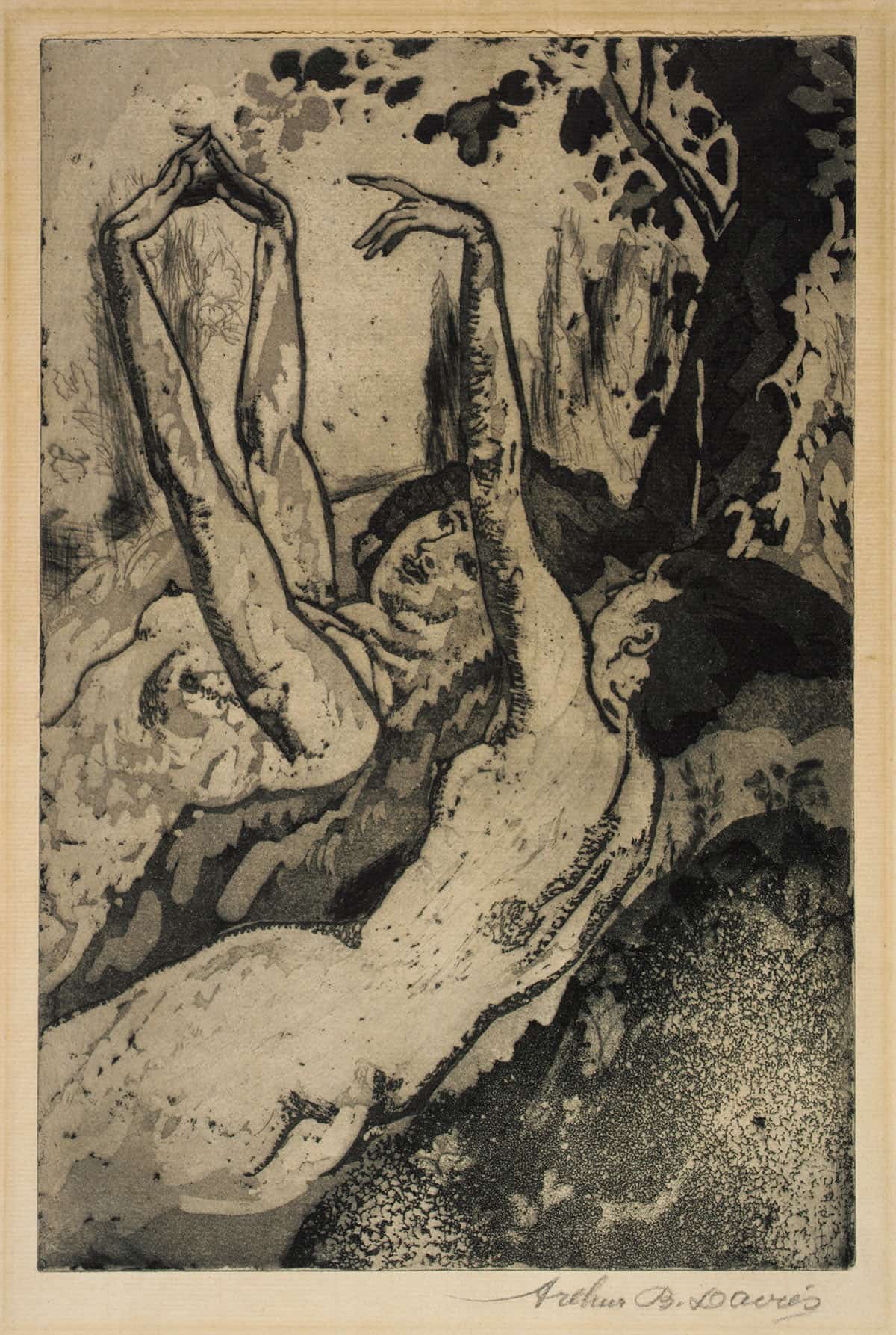 Moonlight On The Grassy Bank by Arthur Bowen Davies - Image 3