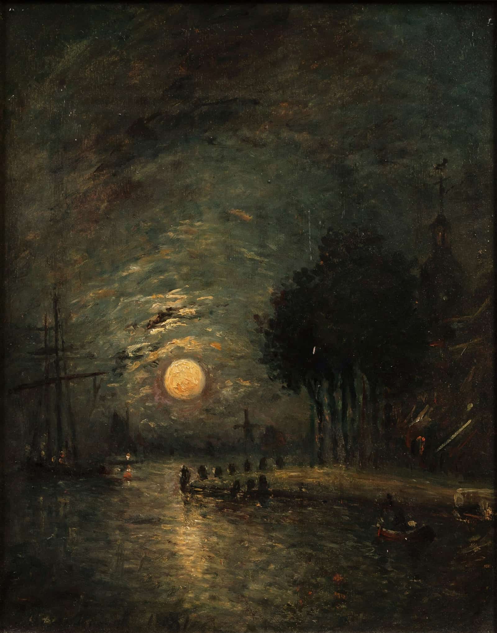 Moonlight View Of Dordrecht by Johan Barthold Jongkind - Image 2