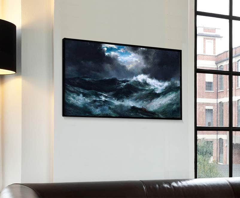 Moonlit Shipwreck At Sea Painting Thomas Moran Canvas Art - Image 4