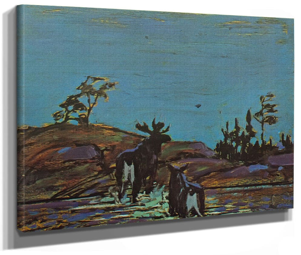 Moose At Night 2 By Tom Thomson