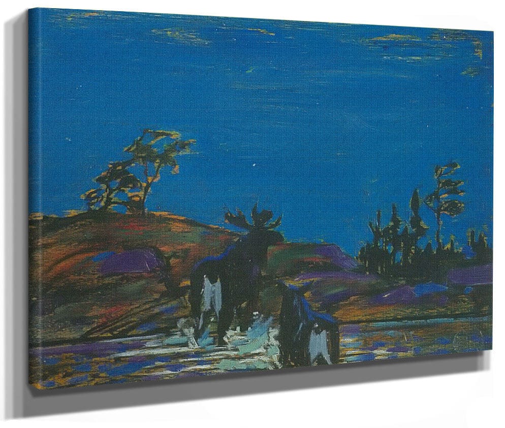 Moose At Night By Tom Thomson