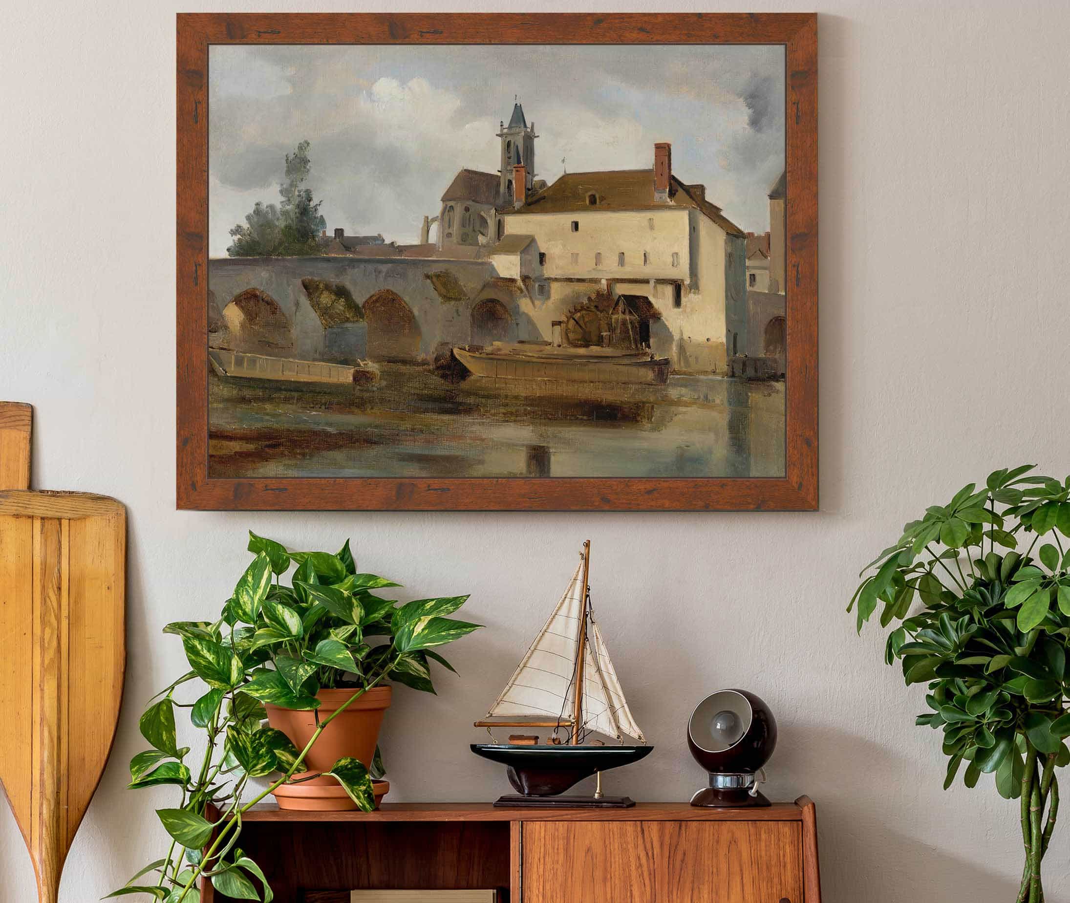 Moret Sur Loing Le Pont Et Leglise by Jean Baptiste Camille Corot - Image 3