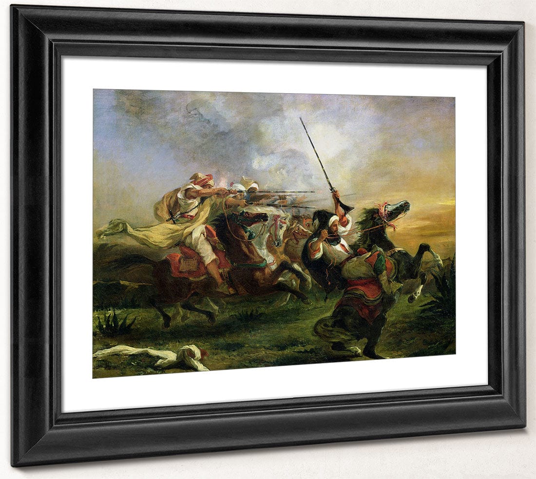 Moroccan Horsemen In Military Action By Ferdinand Victor Eugene Delacroix - Image 4