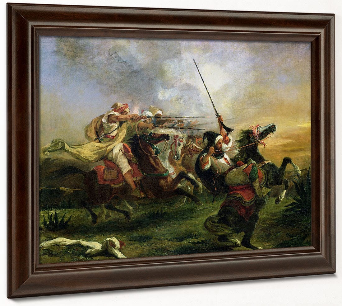 Moroccan Horsemen In Military Action By Ferdinand Victor Eugene Delacroix - Image 6