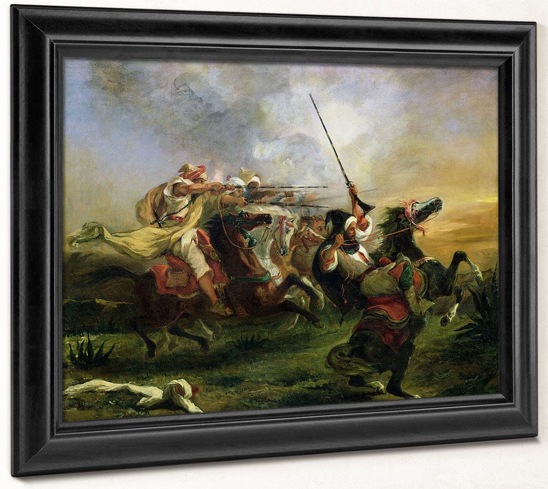 Moroccan Horsemen In Military Action By Ferdinand Victor Eugene Delacroix - Image 8