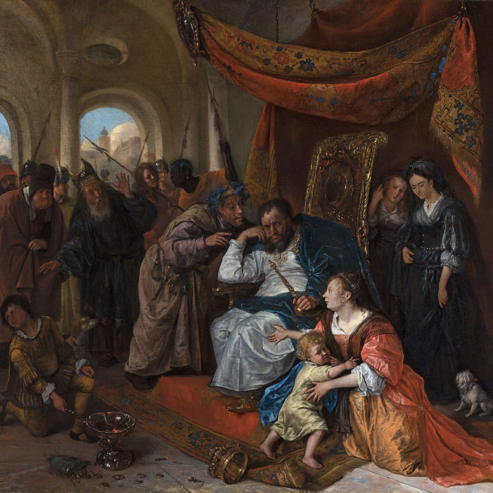 Moses And Pharaohs Crown by Jan Steen - Image 4