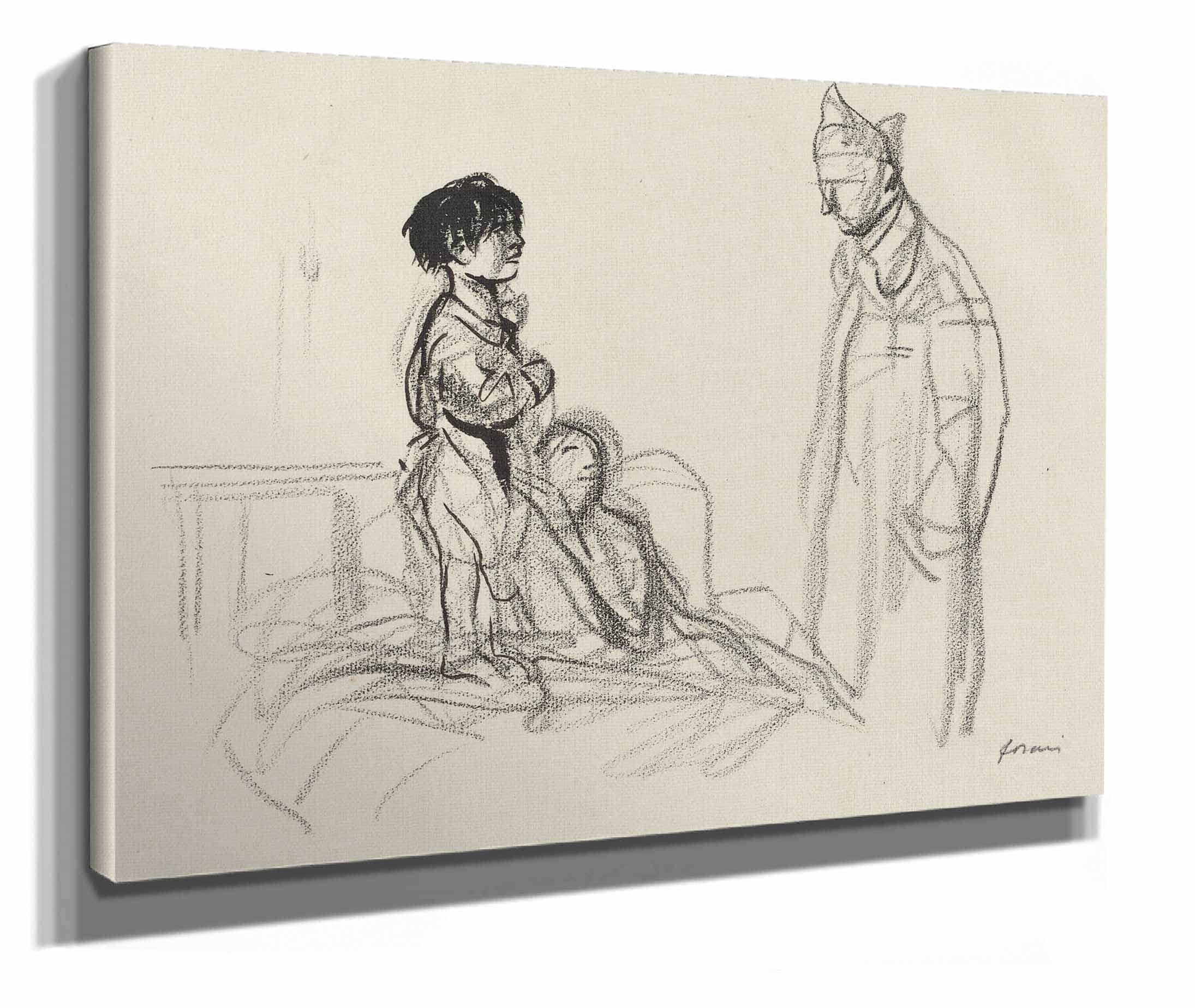 Mother And Child Visited By Soldier In Hospital by Jean Louis Forain - Image 2