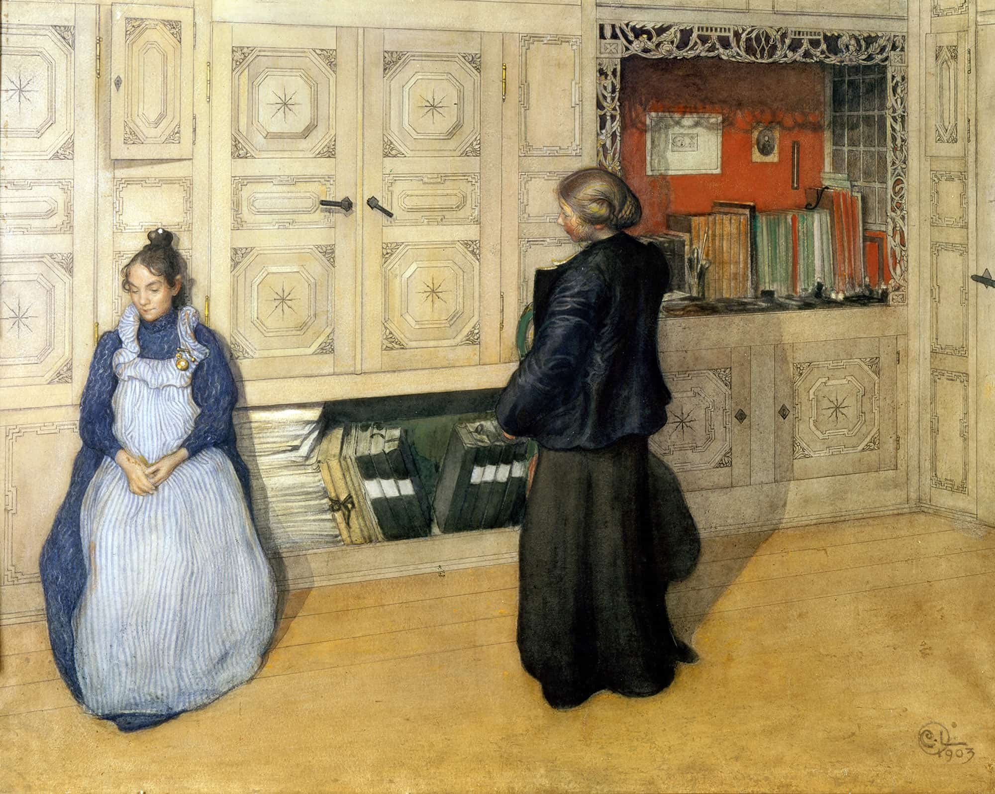 Mother And Daughter by Carl Larsson