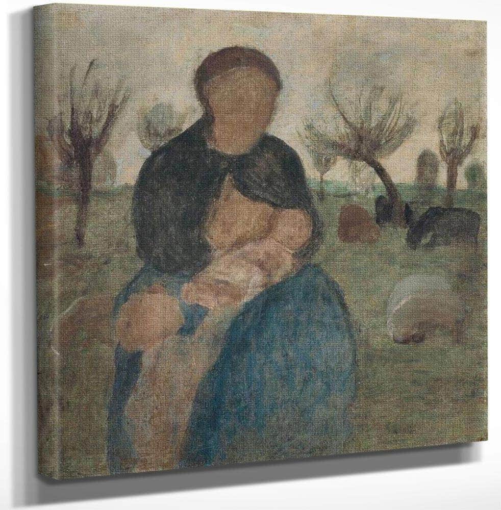 Mother With Baby At Her Breast And Child In Landscape By Paula Modersohn Becker - Image 3