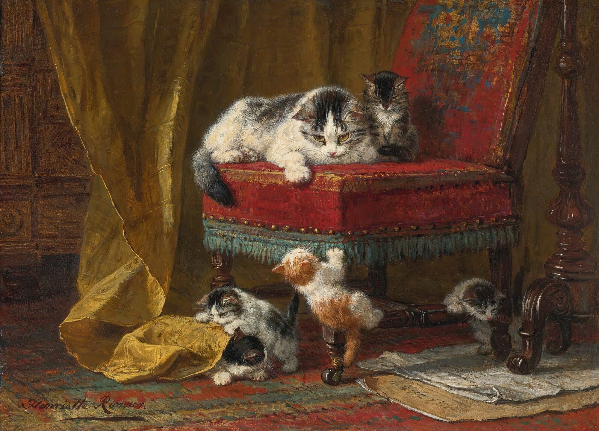 Mothers Pride by Henriette Ronner Knip - Image 3