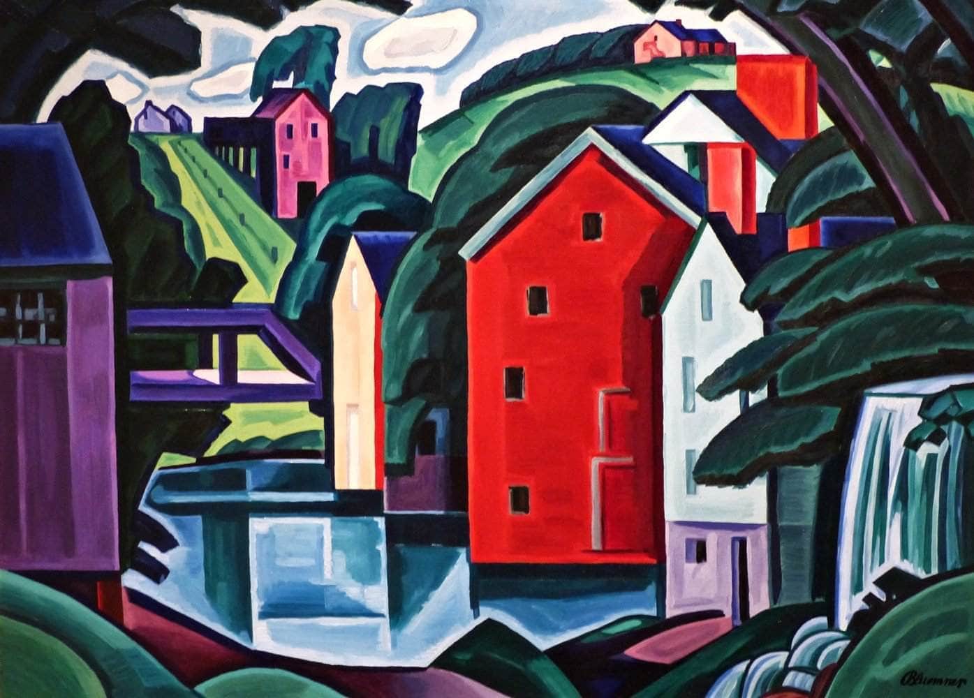 Motive In Space And Form Painting Oscar Bluemner Canvas Art - Image 5