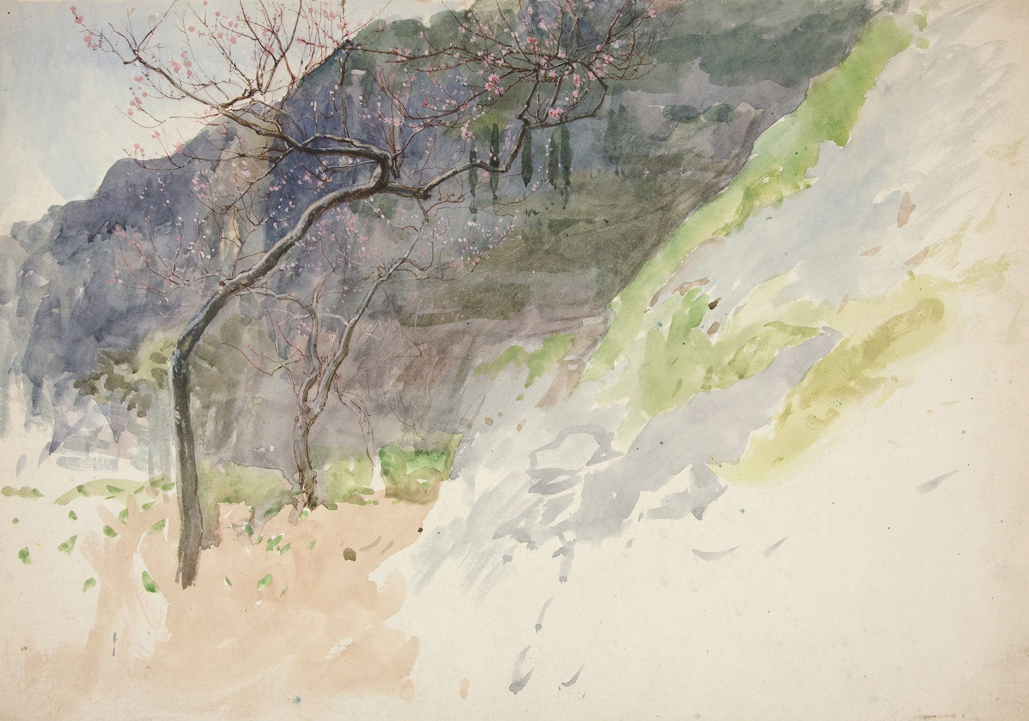 Mountainous Landscape With Budding Trees by Edwin Austin Abbey - Image 2