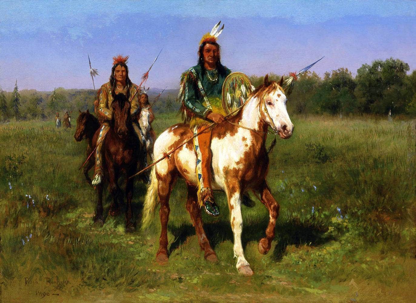 Mounted Indians Carrying Spears Painting Rosa Bonheur Canvas Art - Image 5