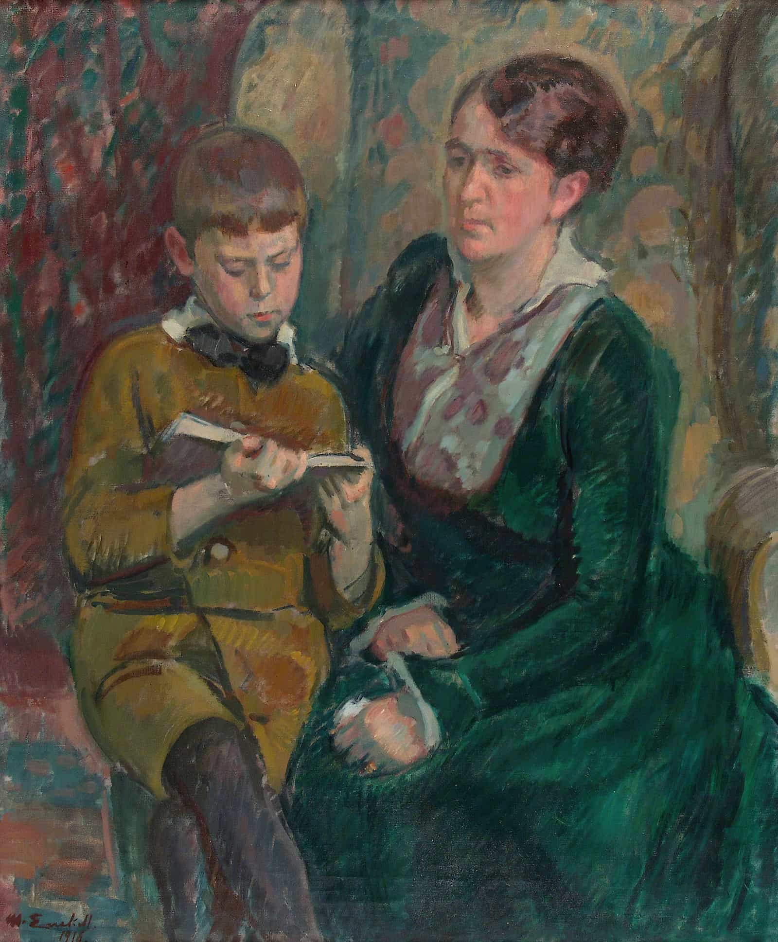 Mrs Esther Cederhvarf With Her Son by Magnus Enckell
