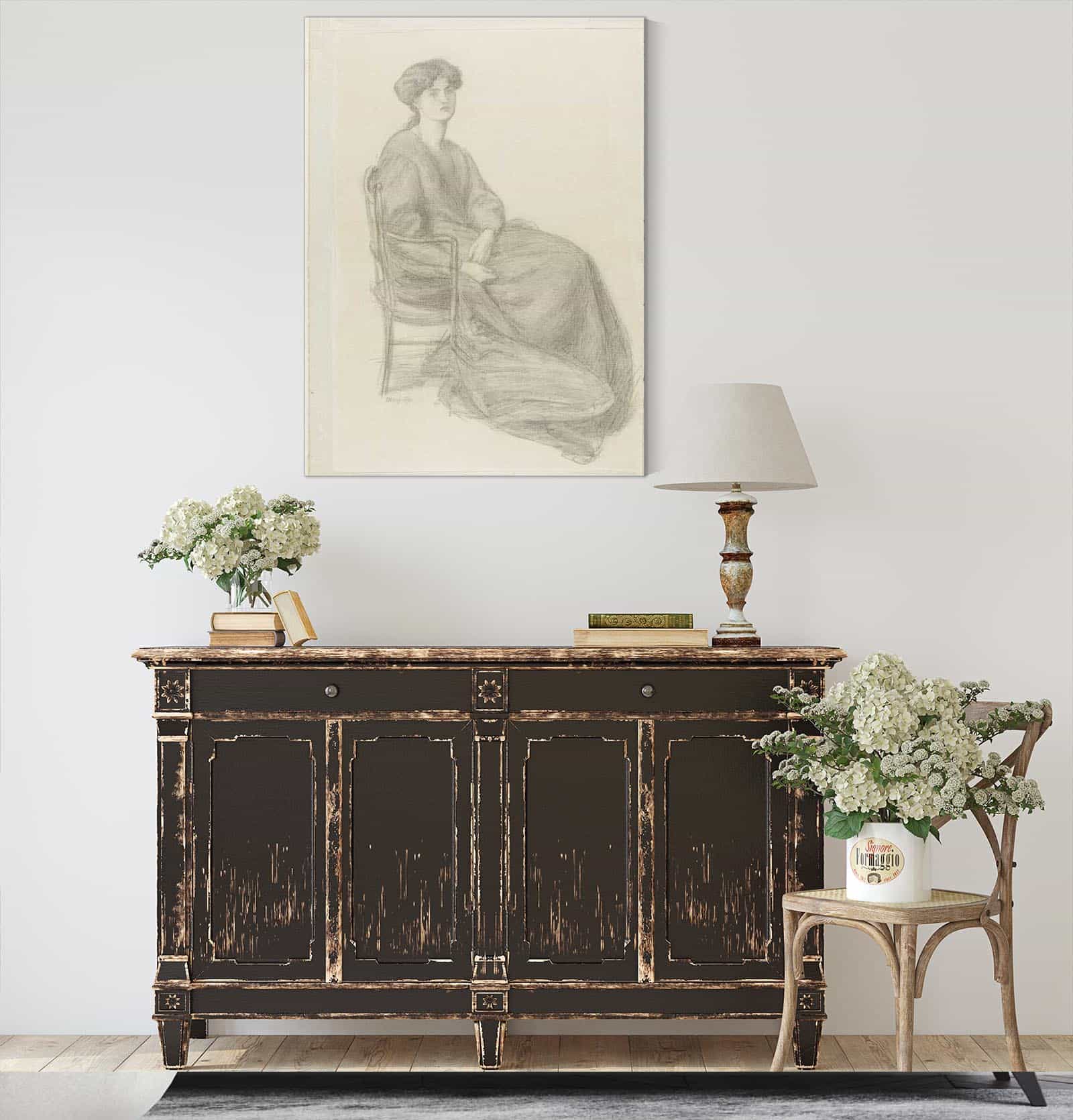 Mrs William Morris Seated In Chair by Dante Gabriel Rossetti - Image 4