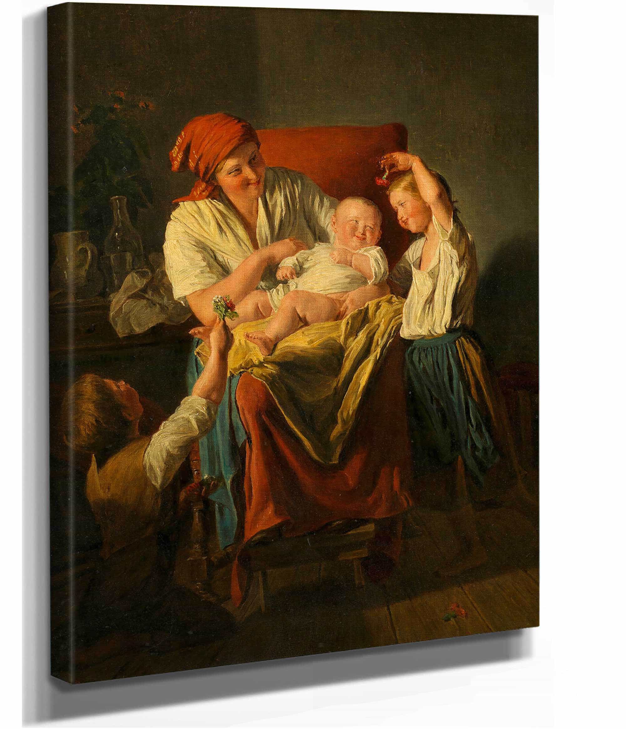 Muttergluck by Ferdinand Georg Waldmuller - Image 2