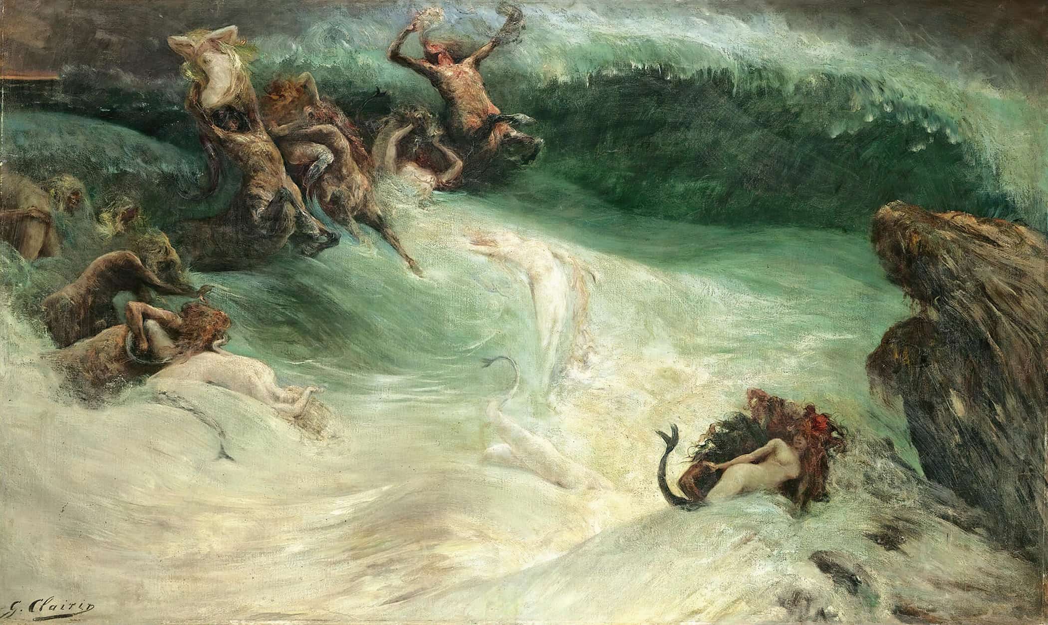 Naiades Et Centaures Dans Les Vagues by Georges Jules Victor Clairin - Image 2