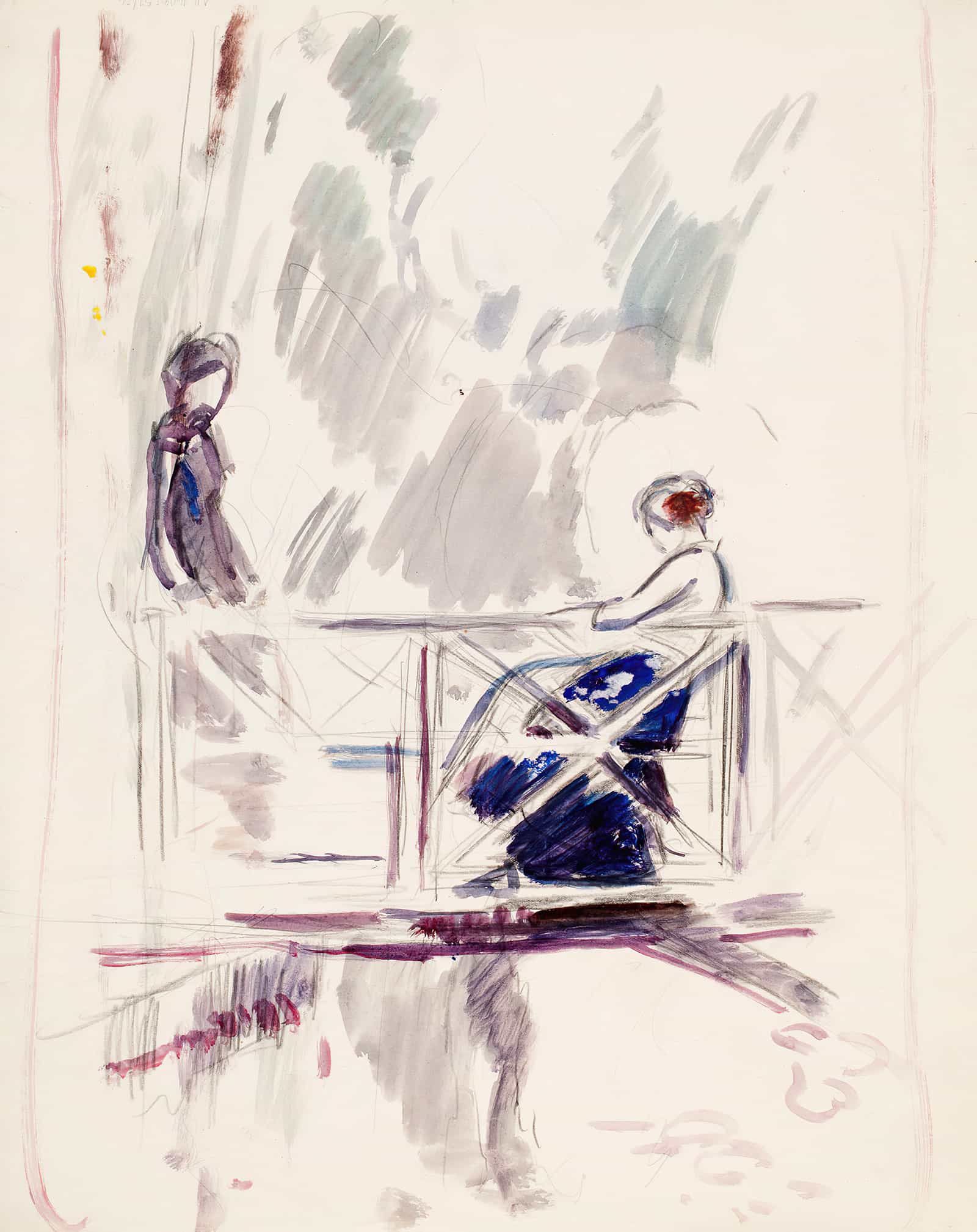 Naiset Ulkosalla Luonnos by Magnus Enckell