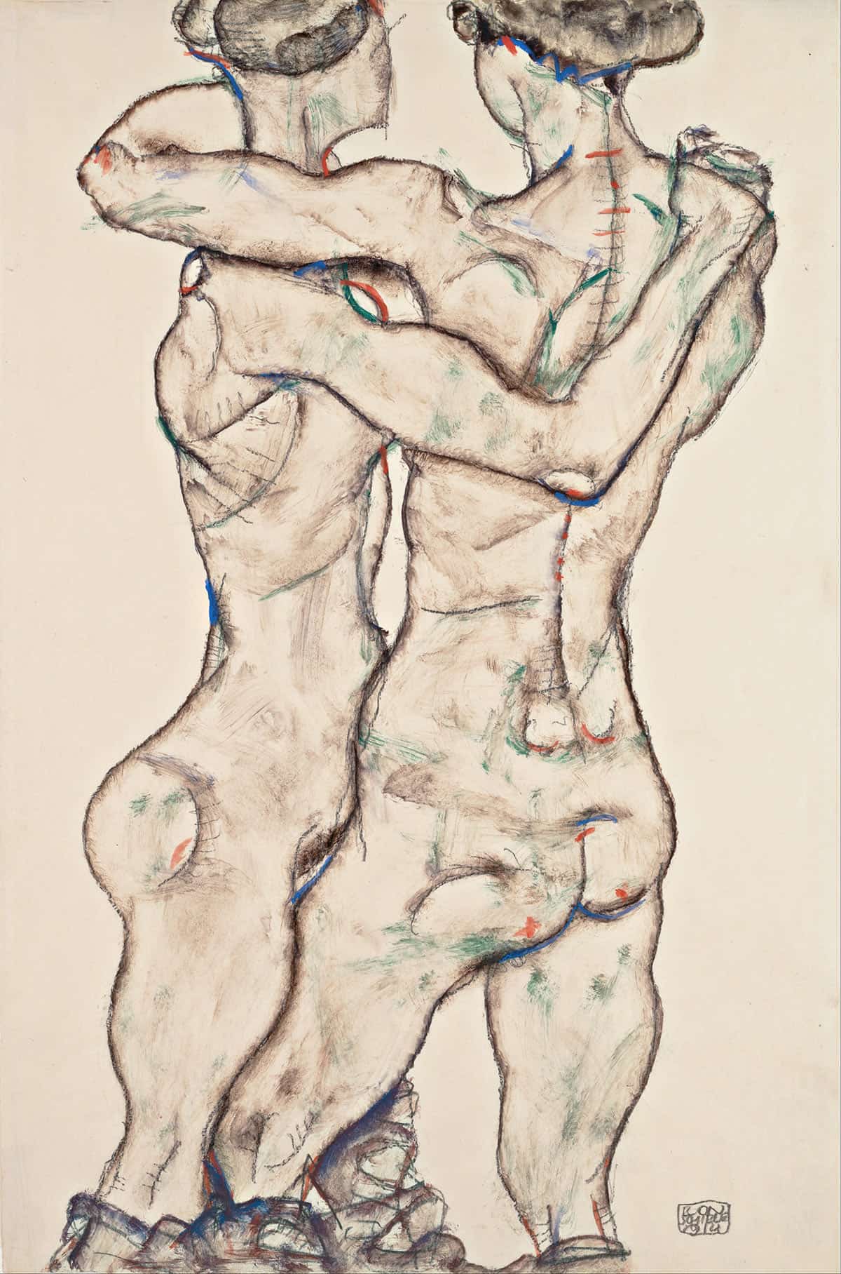 Naked Girls Embracing by Egon Schiele - Image 3