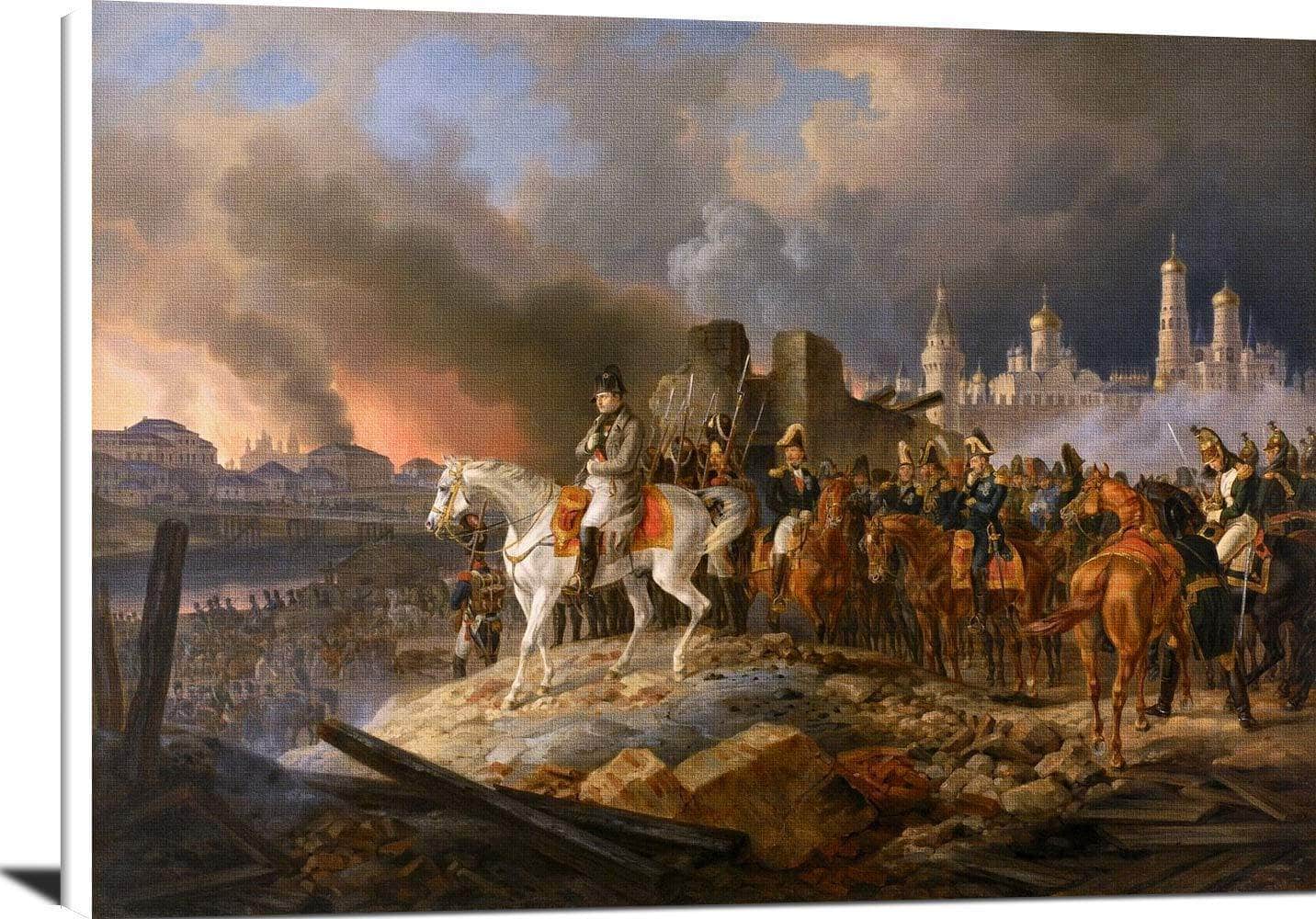 Napoleon In Burning Moscow Painting Adam Albrecht Canvas Art