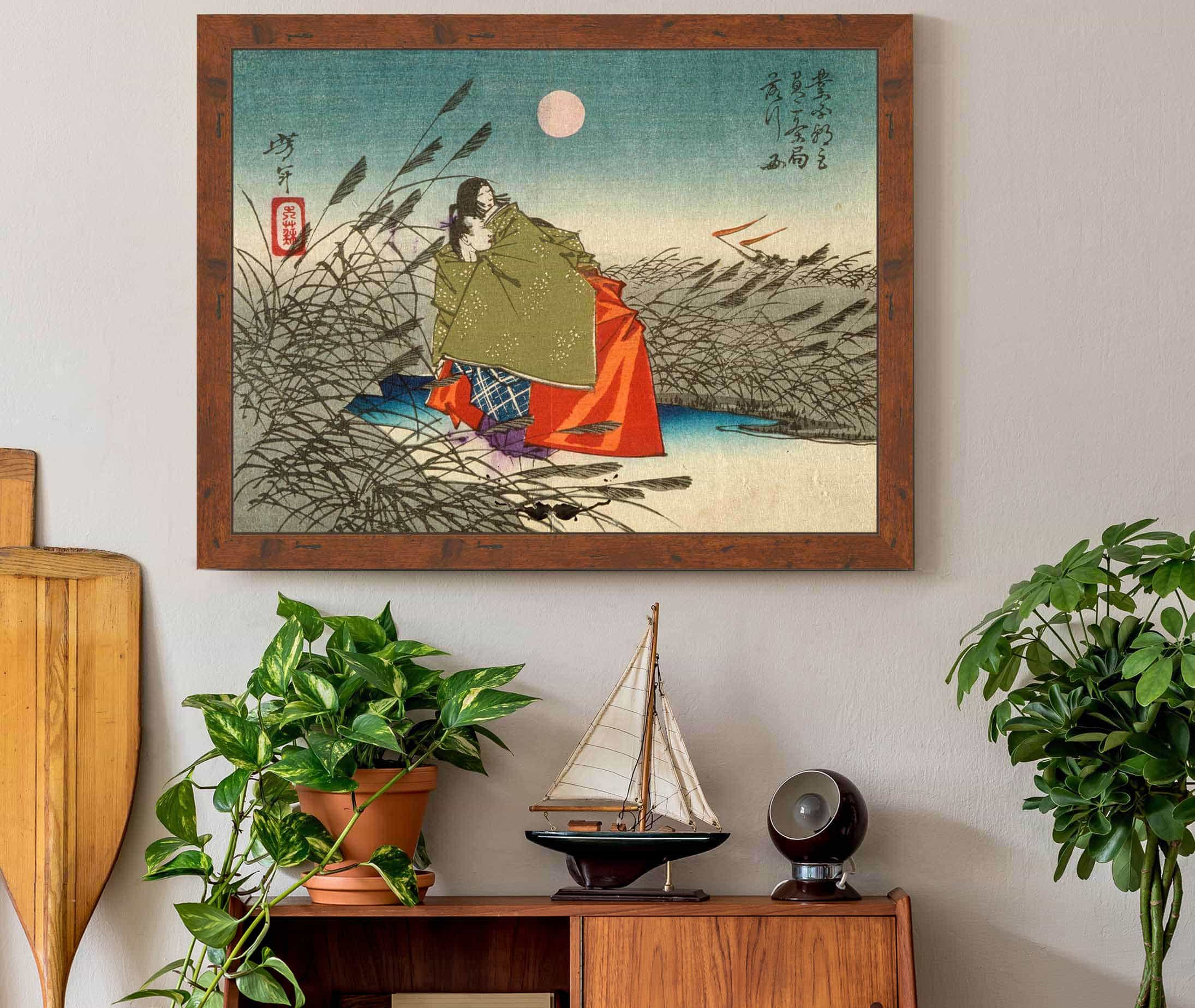 Narihira And Nijo No Tsubone At The Fuji River by Tsukioka Yoshitoshi - Image 3