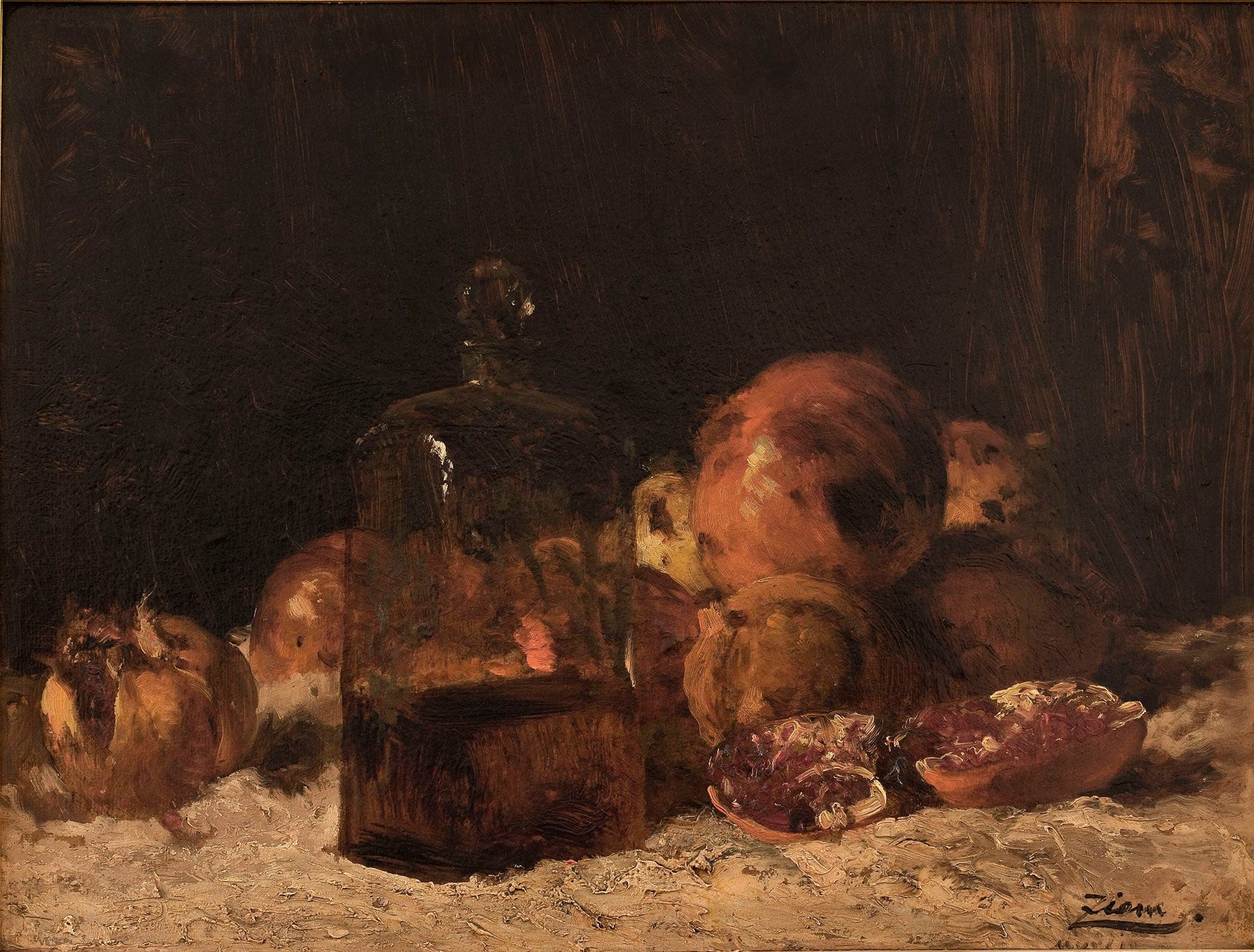 Nature Morte Au Flacon Et Aux Grenades by Felix Ziem - Image 2