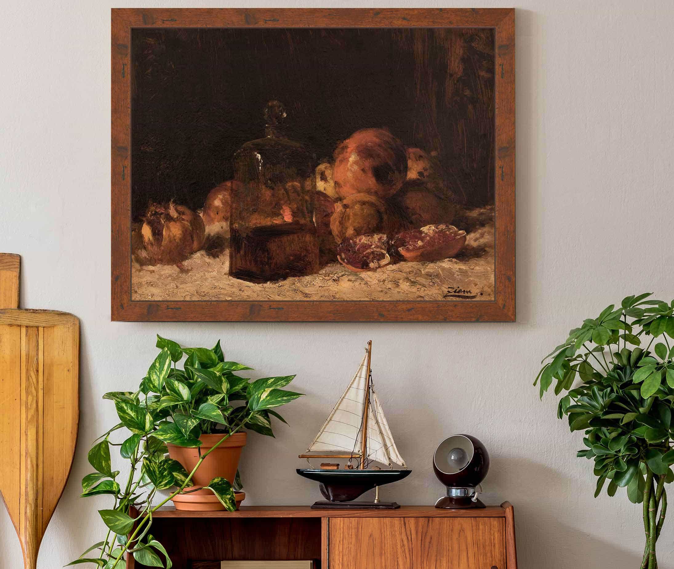 Nature Morte Au Flacon Et Aux Grenades by Felix Ziem - Image 3