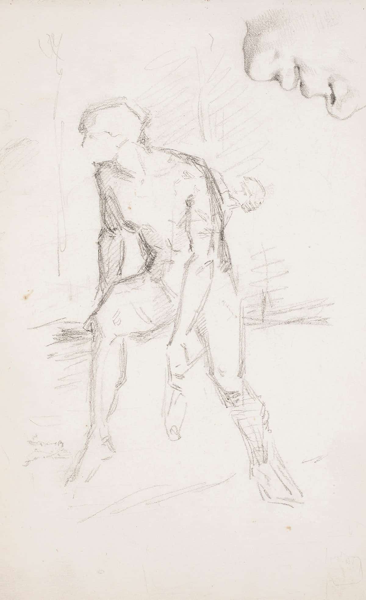 Nena Suu Ja Leuka Istuva Kasivarttaan Roikuttava Mies by Helene Schjerfbeck - Image 3