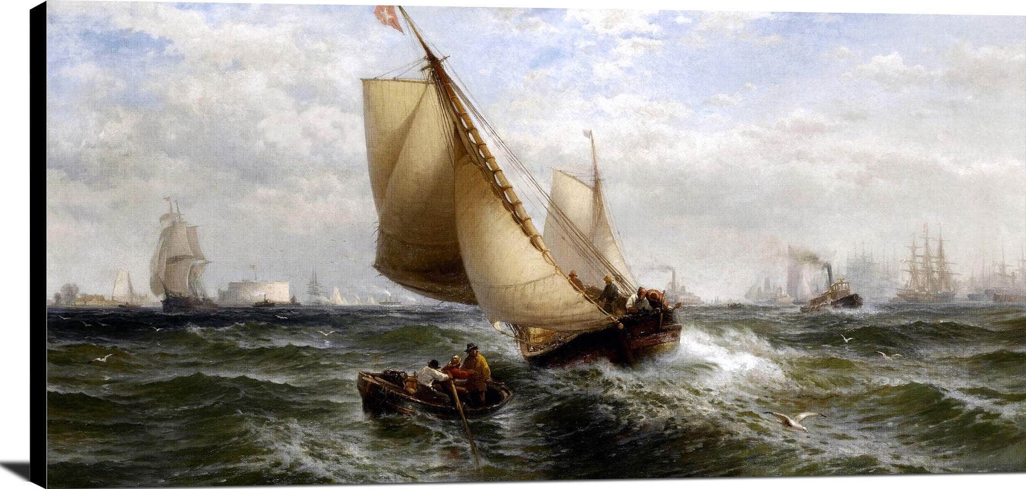 New York Bay Painting Edward Moran Canvas Art - Image 2