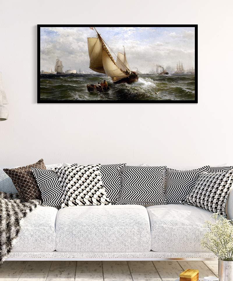 New York Bay Painting Edward Moran Canvas Art - Image 4