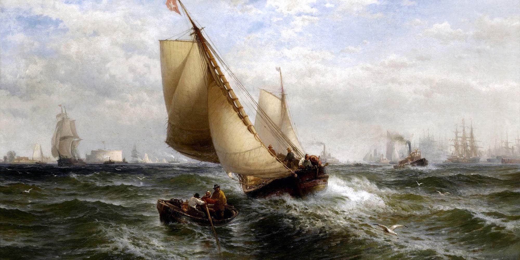 New York Bay Painting Edward Moran Canvas Art - Image 5