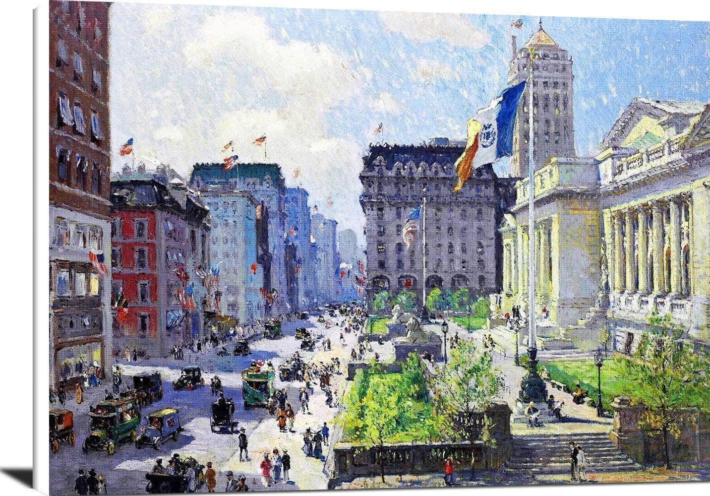 New York Public Library Painting Colin Campbell Cooper Canvas Art