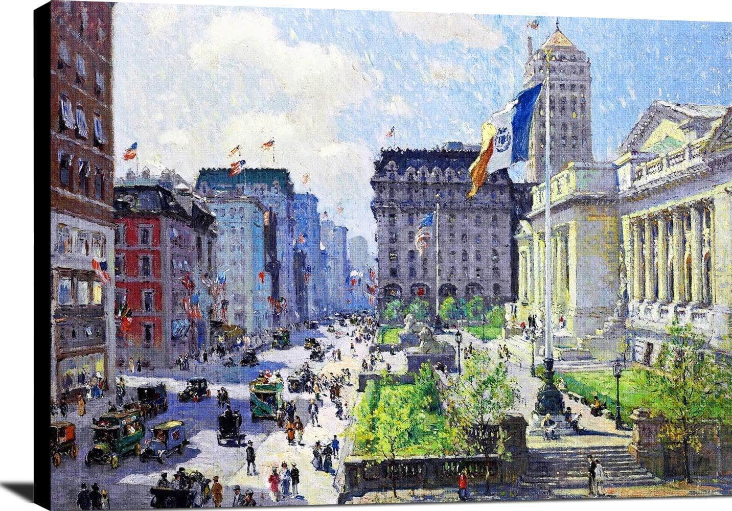 New York Public Library Painting Colin Campbell Cooper Canvas Art - Image 2